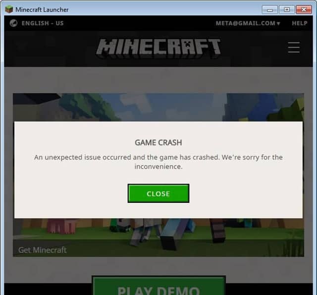 Lỗi Minecraft màn hình báo “Game Crash”